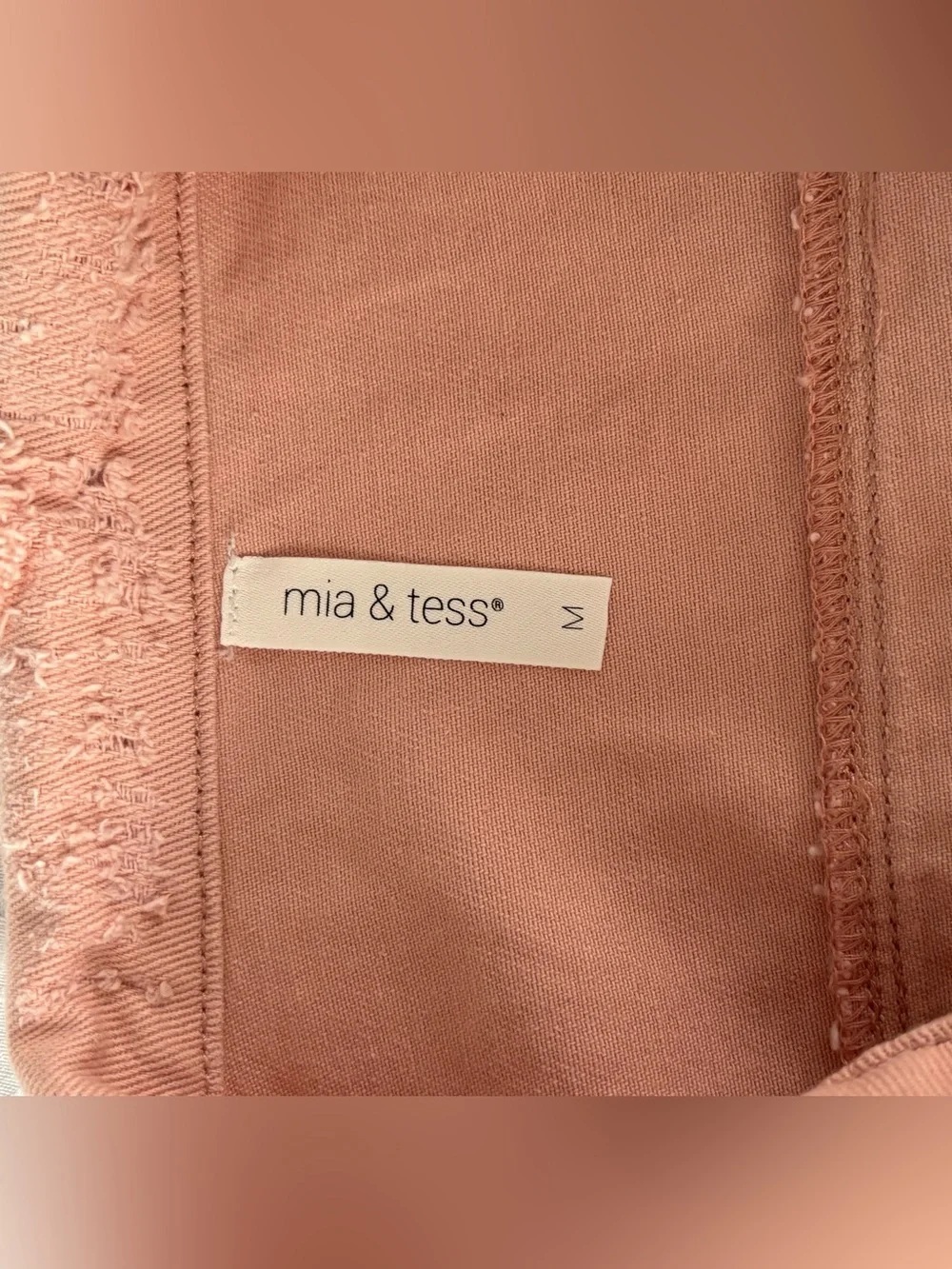 Jacket Denim Mia & Tess Pink Distressed Cotton Jean Size Medium